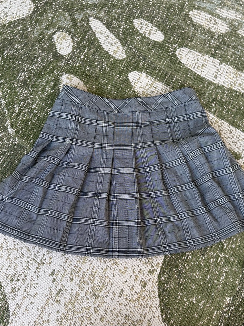 Pleated Gray Plaid Women's Skirt